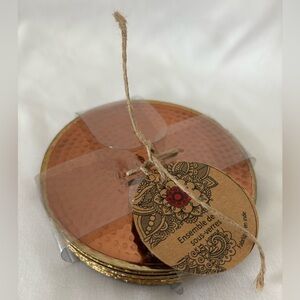 NWT Copper and Gold Coaster set with Soft Non-Slip Non-Scratch Bottoms